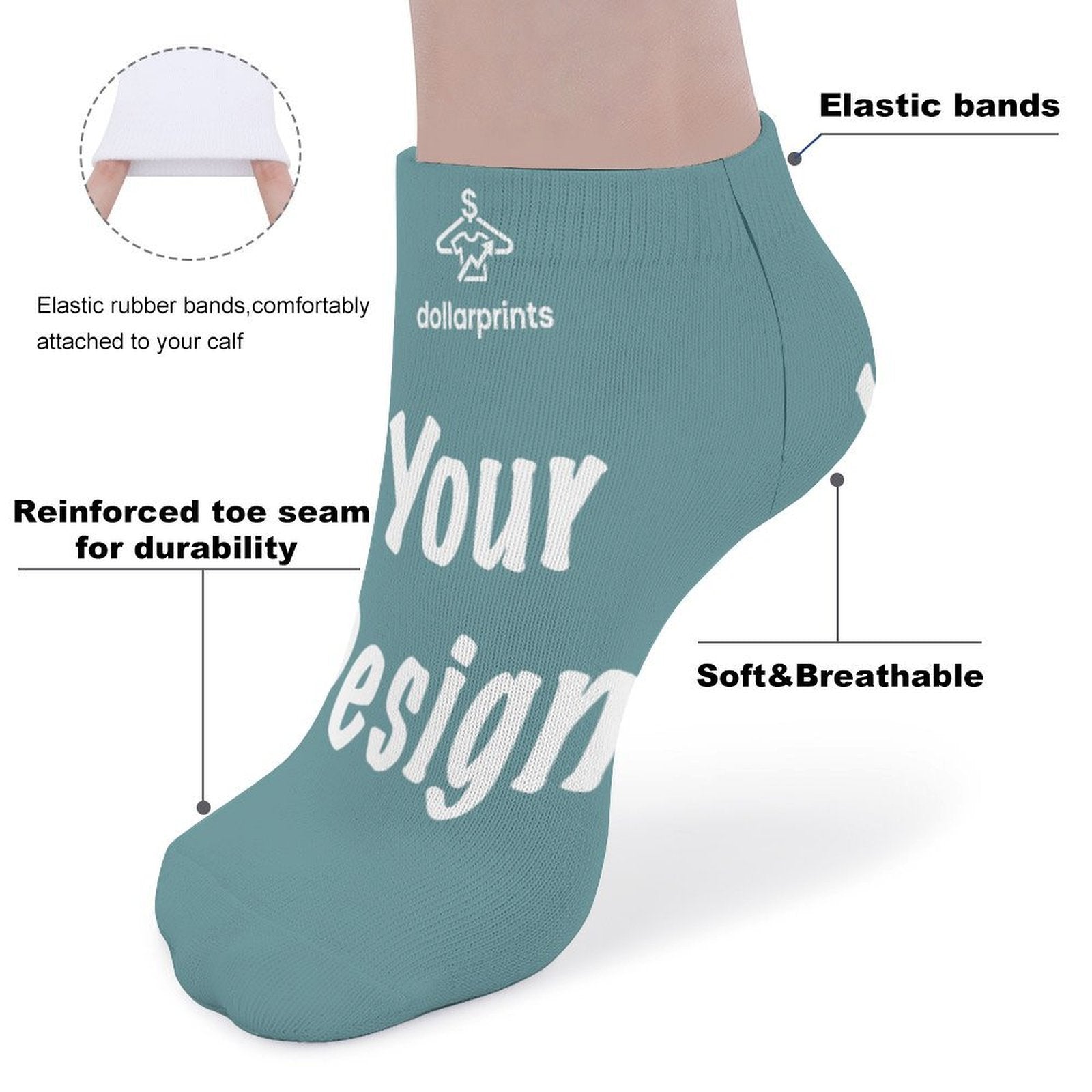 Ankle Socks (27cm) - Custom Print Your Design